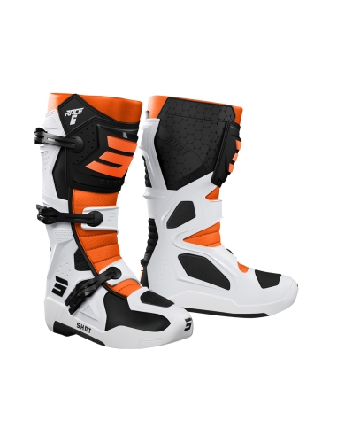 Shot Race 6 Racing Motorcycle Boot Black white Orange