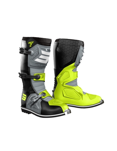 Shot Race 2 Racing Motorcycle Boot Black Grey Neon Yellow