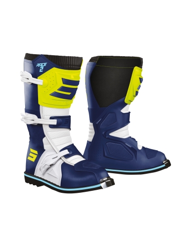 Shot Race 2 Kid Motorcycle Boot Blue Neon Yellow