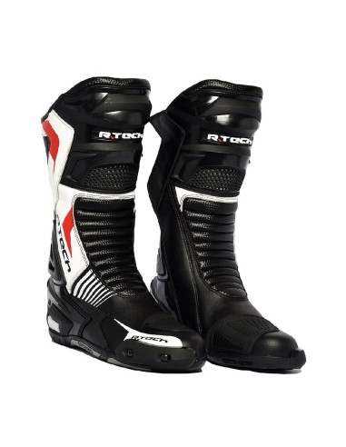 R-Tech Road Racer Motorrad Rennstiefel für Herren Schwarz/Weiß