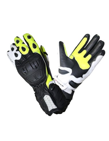 R-Tech Hawk Lange Motorradhandschuhe Schwarz/Gelb Fluor