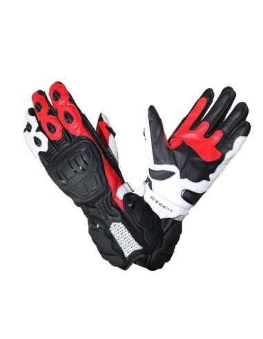 R-Tech Hawk Gants de Course Moto Noir/Rouge