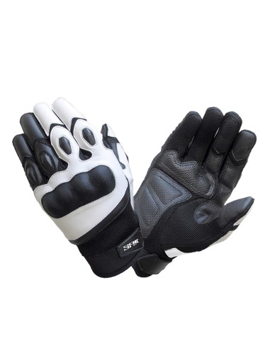 Saiko Classico Gants Moto Cuir Blanc