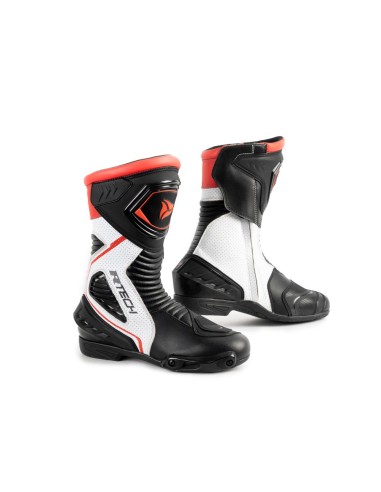 R-Tech Performer Stivali da moto da corsa - Nero/Rosso fluorescente