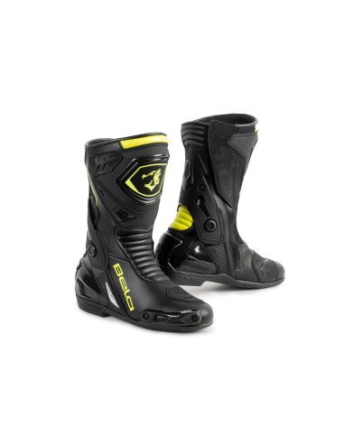 Bela Thunder Motorradstiefel Leder Schwarz/Gelb fluoreszierend