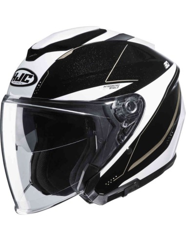 capacete de motocicleta hjc i30 leve branco preto aberto