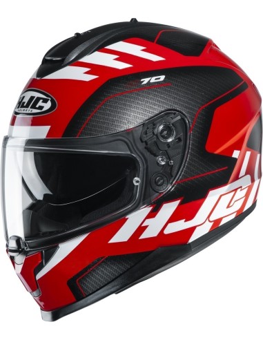 Casco moto racing integrale HJC C70 KORO MC1 rosso