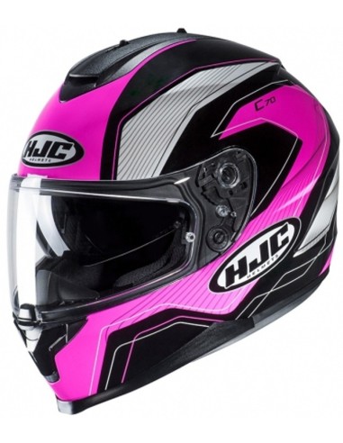 Casque Moto Intégral HJC C70 Double Visière Lianto MC8 Noir Fuchsia