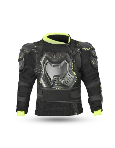 BELA-Protector Textil Motocross Jacket con tirantes Negro/Amari fluo