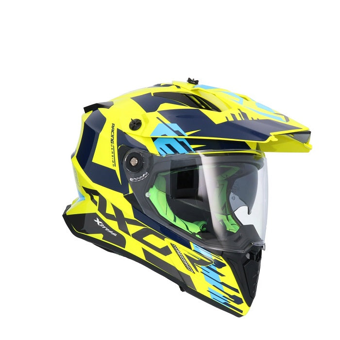 CASCO MOTO AXOR X-CROSS D/V X1 CON TACHIMETRO GIALLO BLU