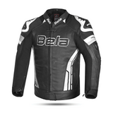 GIACCA DA MOTO IN PELLE DA UOMO BELA ROCKET NERA E BIANCA