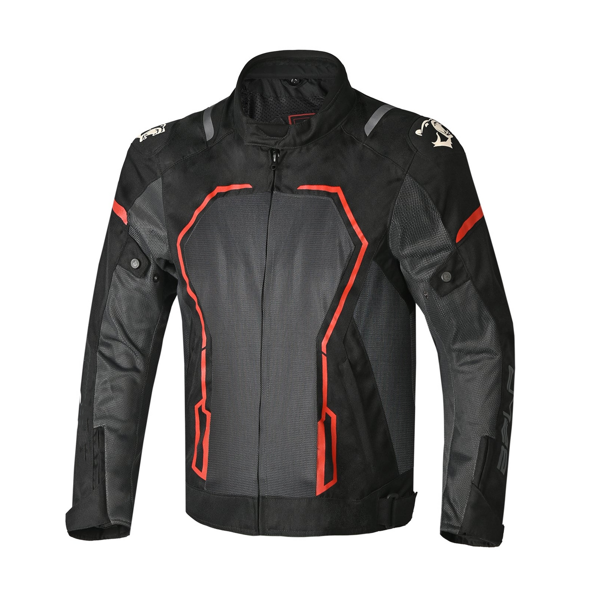 BELA ARTREX Herren-Motorradjacke, Textil, Schwarz, Grau, Rot