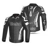 GIACCA DA MOTO IN PELLE DA UOMO BELA ROCKET NERA E BIANCA