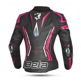 BELA ROCKET CHAQUETA MUJER PIEL NEGRO ROSA
