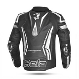 GIACCA DA MOTO IN PELLE DA UOMO BELA ROCKET NERA E BIANCA