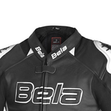 GIACCA DA MOTO IN PELLE DA UOMO BELA ROCKET NERA E BIANCA