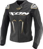 IXON VORTEX 3 Mujer Carreras Cuero Chaqueta Negro Blanco Oro