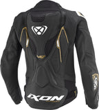 IXON VORTEX 3 Mujer Carreras Cuero Chaqueta Negro Blanco Oro
