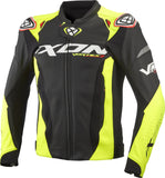 IXON VORTEX 3 Hombre Chaqueta Cuero Motociclista Carreras negro amarillo brillante
