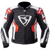 MUGENRACE LJ MNR 1821 MARCUS Chaqueta De Cuero Motocicleta Negro Blanco Rojo