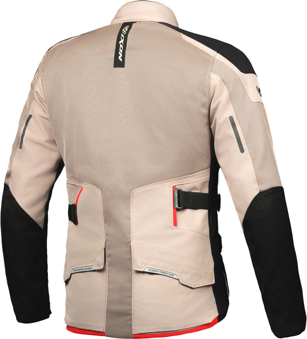 IXON M-NJORD Hombre Moto Textil Chaqueta Arena Negro Rojo