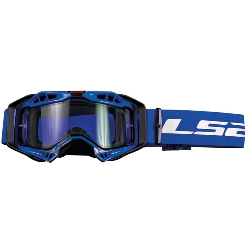 LS2- AURA GOGGLE BLACK BLUE WITH CLEAR VISOR