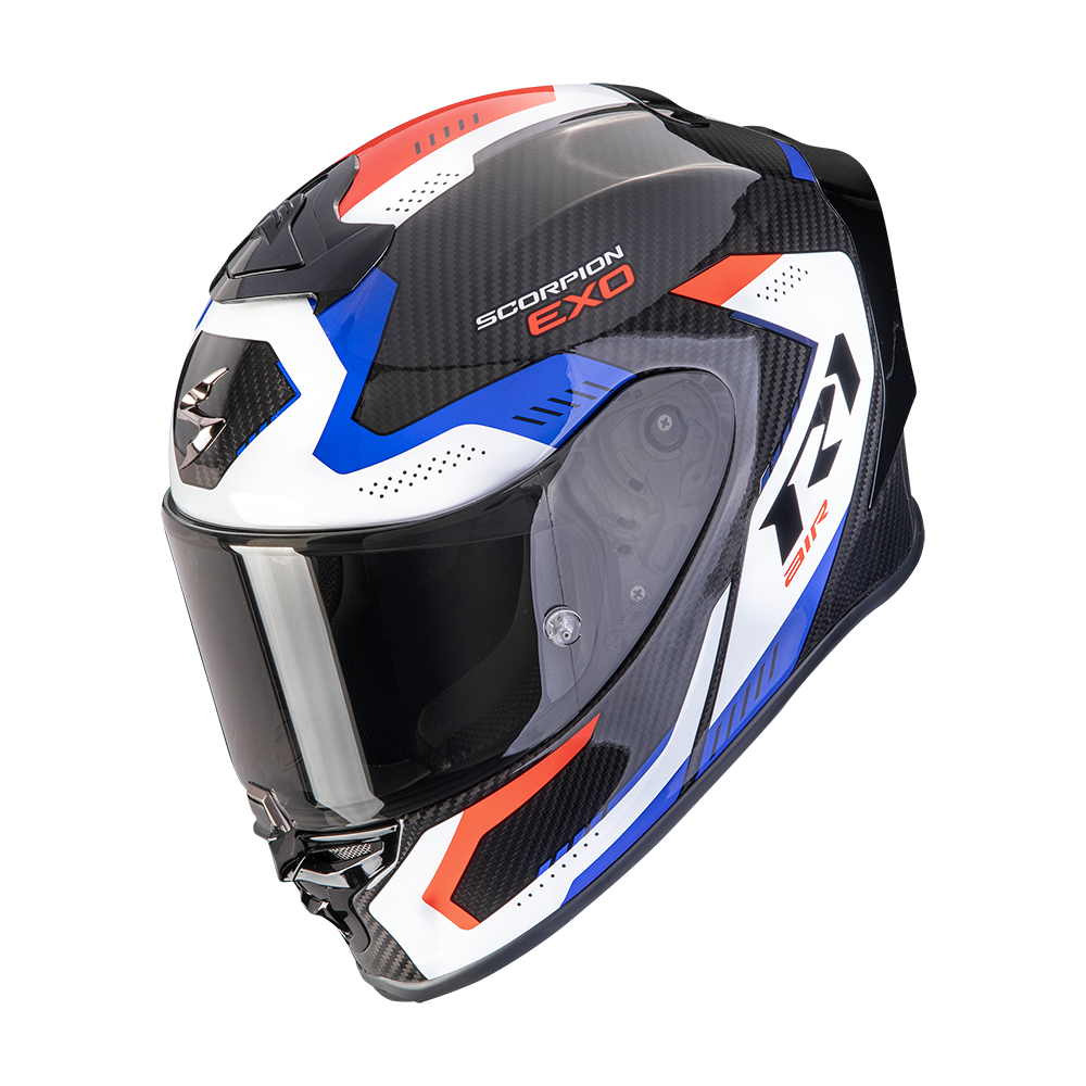 SCORPION EXO-R1 EVO CARBON AIR PROPEL CASSO DE MOTO NEGRO BLANCO ROJO