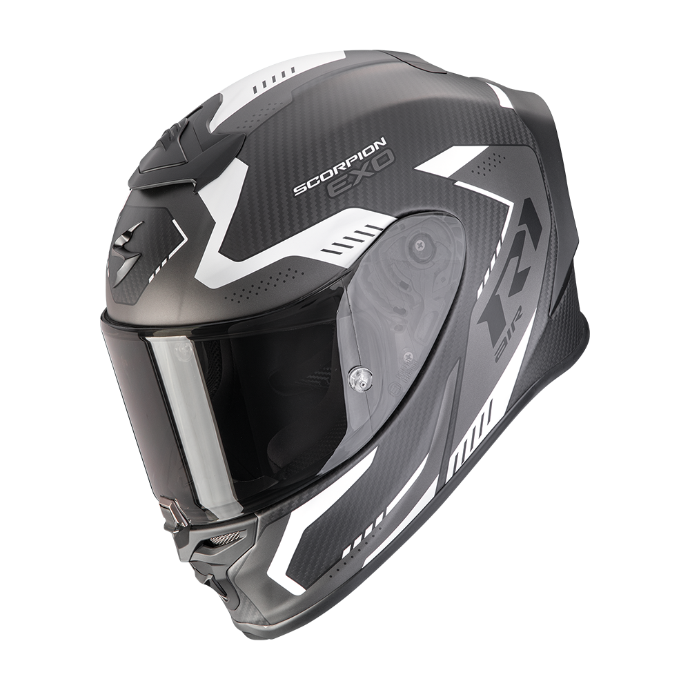 SCORPION EXO-R1 EVO CARBON AIR PROPEL CASCO DE MOTO Negro-Mate-Plata