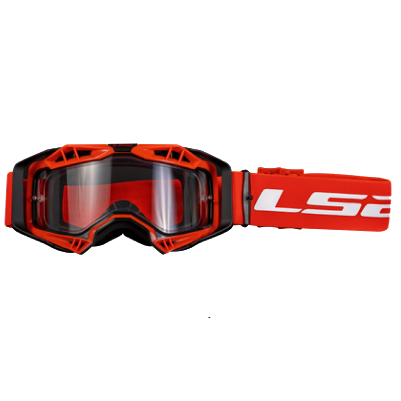LS2- AURA GOGGLE BLACK RED WITH CLEAR VISOR - TU / BLACK RED WITH CLEAR VISOR