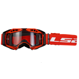 LS2- AURA GOGGLE BLACK RED WITH CLEAR VISOR - TU / BLACK RED WITH CLEAR VISOR