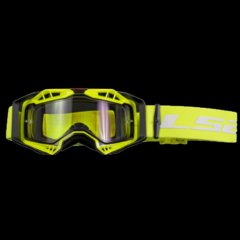 LS2- AURA GOGGLE BLACK HIV YELLOW WITH CLEAR VISOR