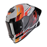 Capacete para moto Scorpion Exo-R1 EVO II Air Adrenaline, cinzento-vermelho-laranja