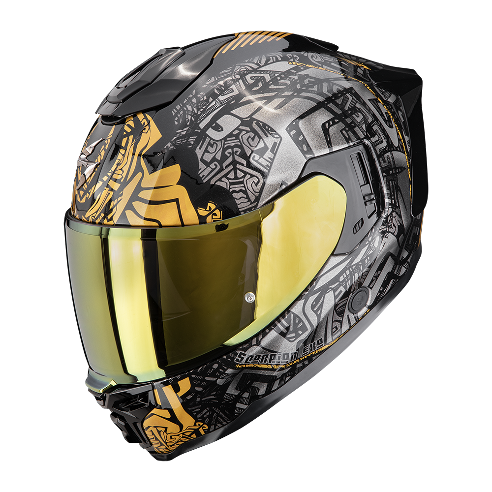 SCORPION EXO-1500 AIR APUS CASCO DE MOTO Negro-Gris-Dorado