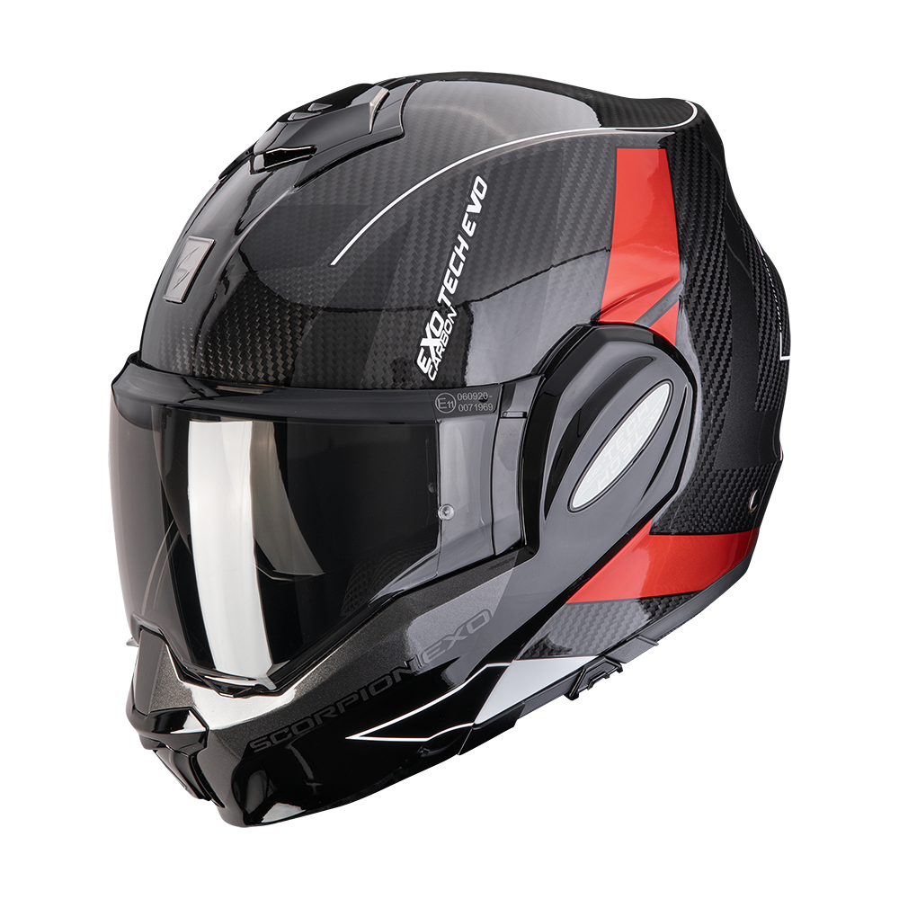 SCORPION EXO-TECH EVO CARBON CASCO DE MOTO NEGRO ROJO