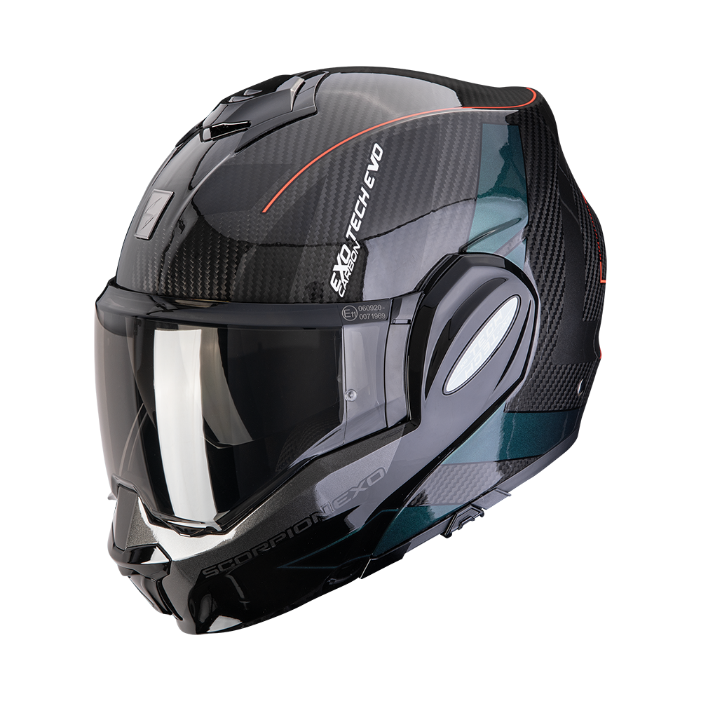 SCORPION EXO-TECH EVO CARBON CAD CASCO DE MOTO NEGRO VERDE
