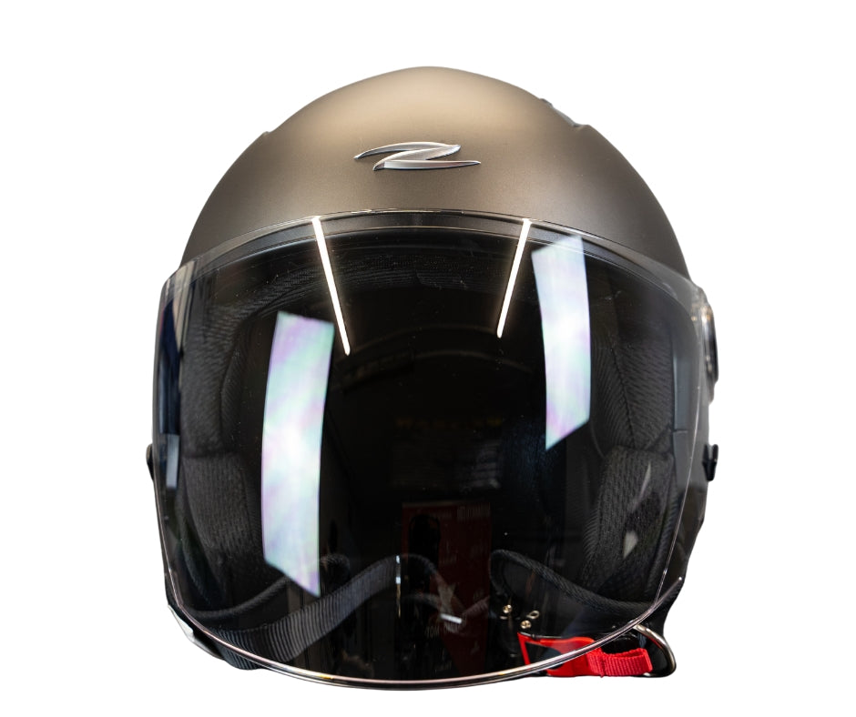 CASCO JET ZS-617 MATT BLACK SILVER-S