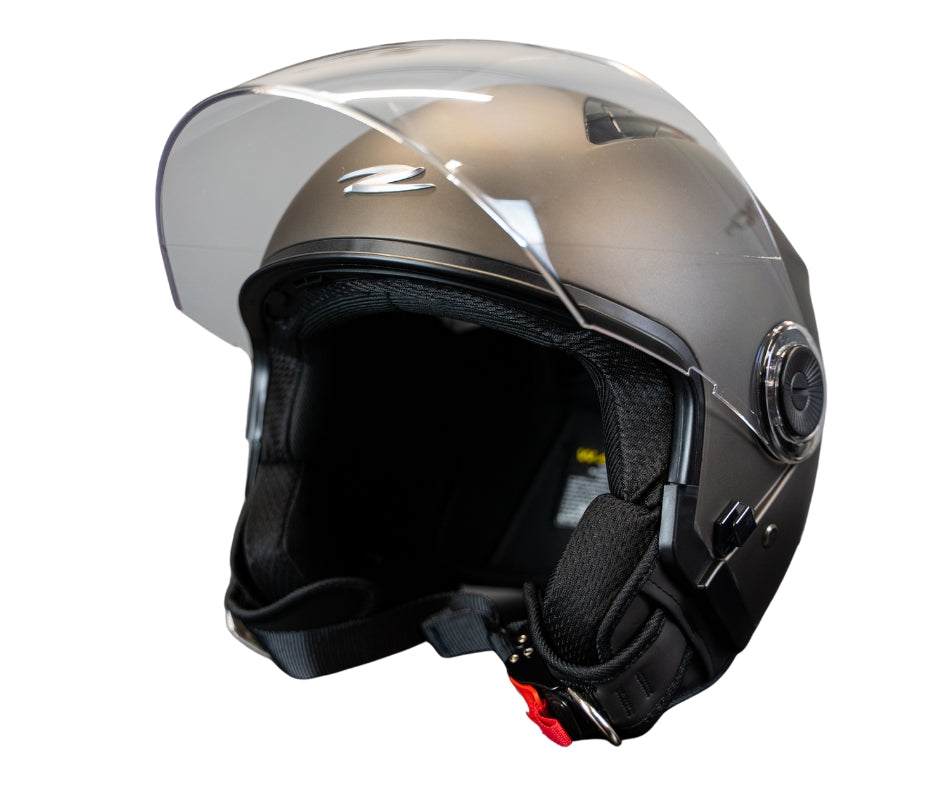 CASCO JET ZS-617 MATT BLACK SILVER-S