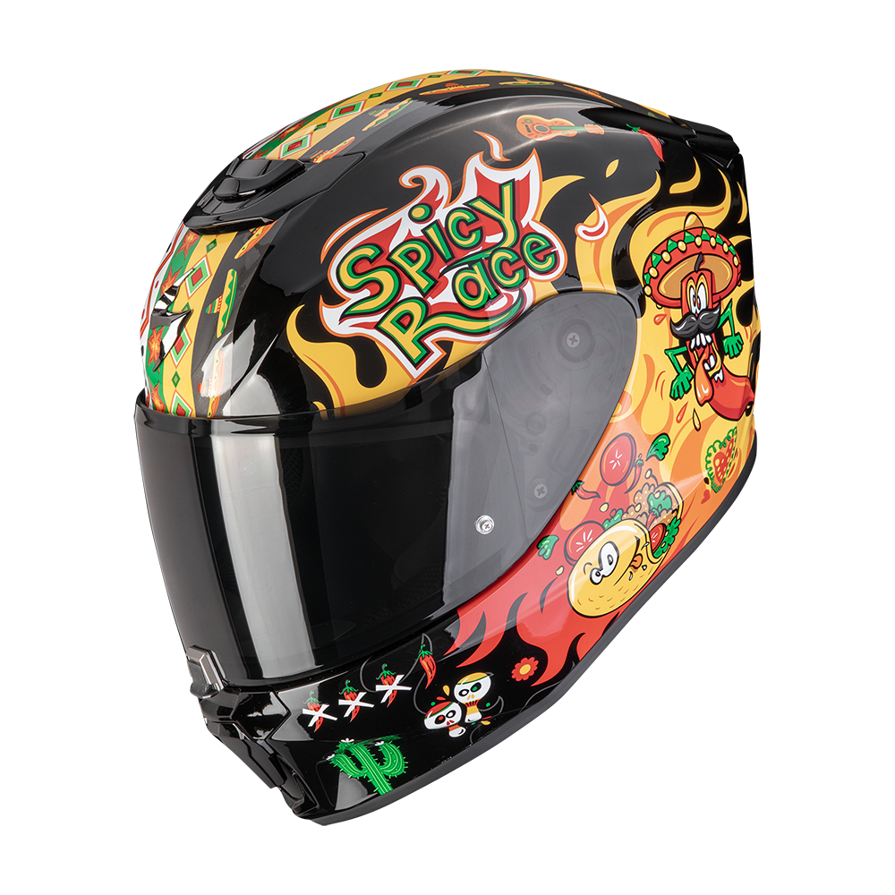SCORPION EXO-JNR AIR YUCATAN CASCO DE MOTO NEGRO AMARILLO ROJO