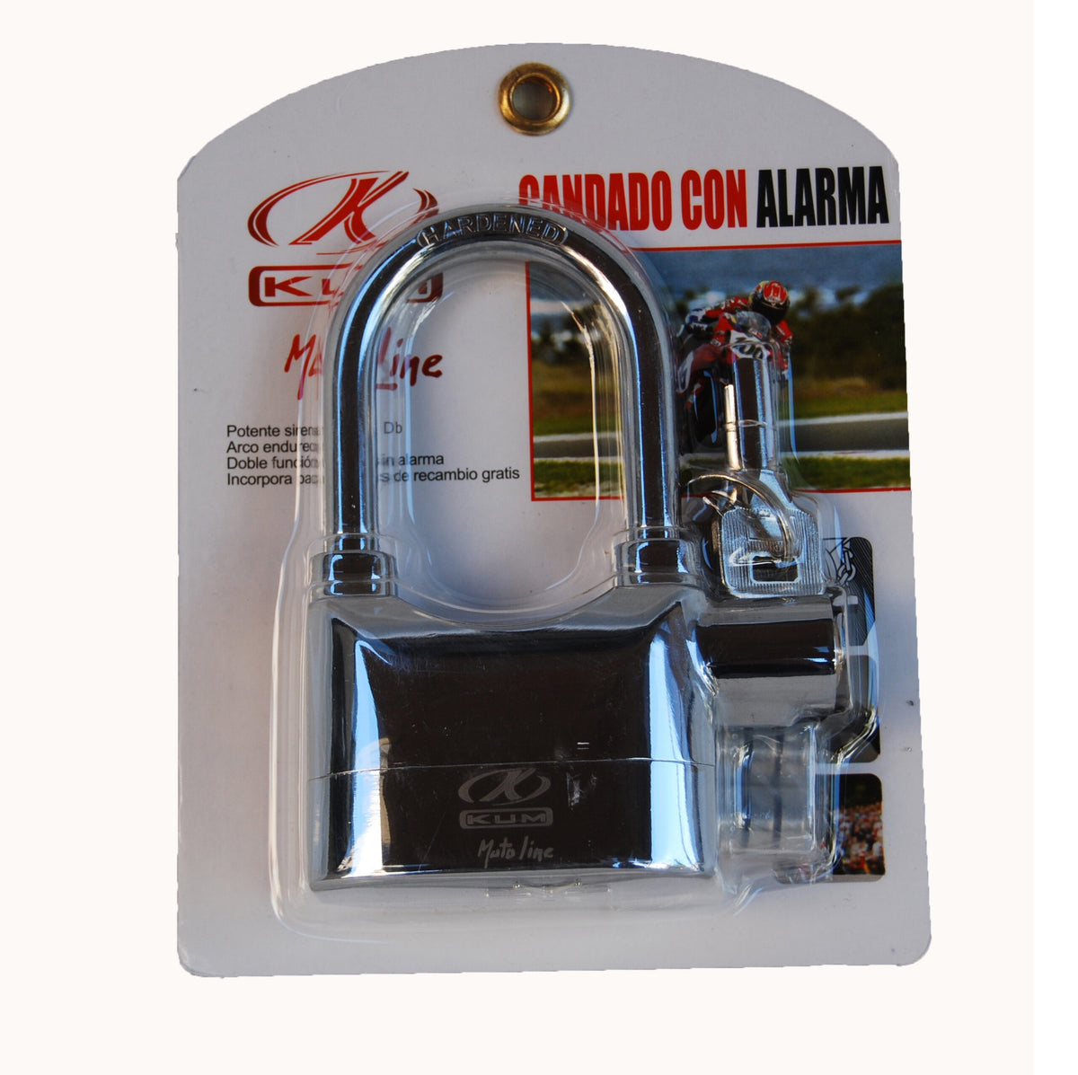 KUM ANTIRROBO CANDADO ALEACION ZINC ALARMA CROMADO