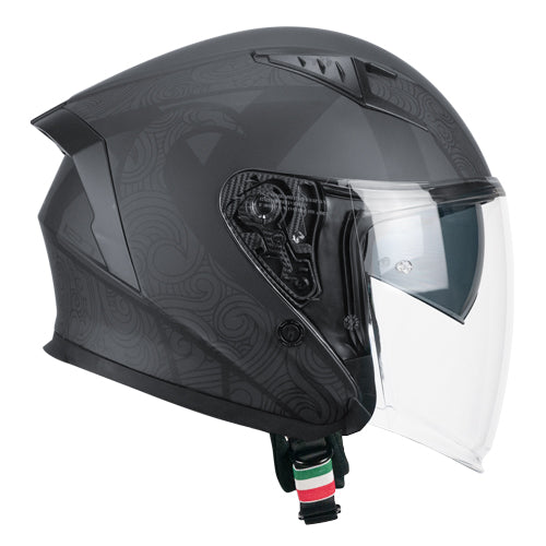 CGM 127S DEEP RUNE ABATIBLES CASCO JET NERO GRAFITE OPACO - CASCO