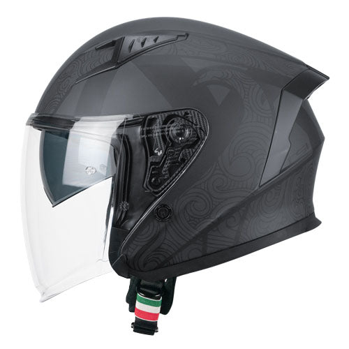 CGM 127S DEEP RUNE ABATIBLES CASCO JET NERO GRAFITE OPACO - CASCO