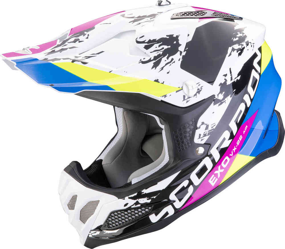 SCORPION VX 22 AIR CX motocross casco Blanco Negro Azul - CASCO
