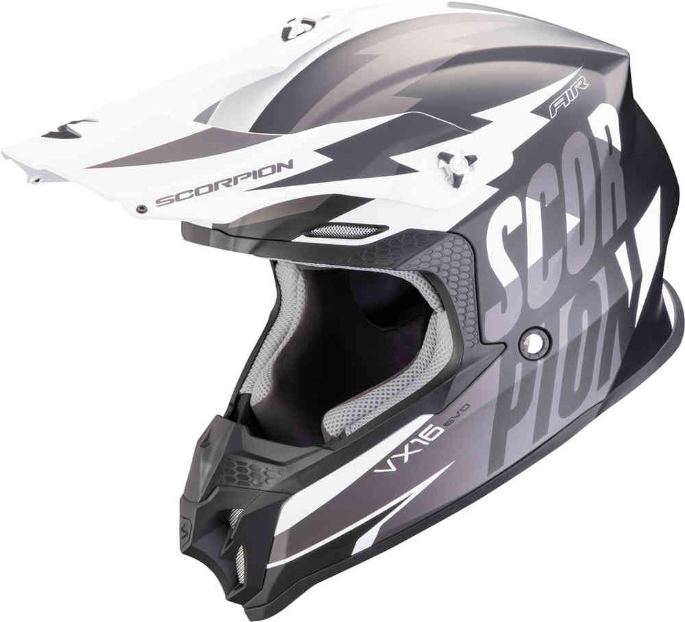 SCORPION VX 16 EVO AIR SLANTER Motocross Casco Negro Plata - CASCO