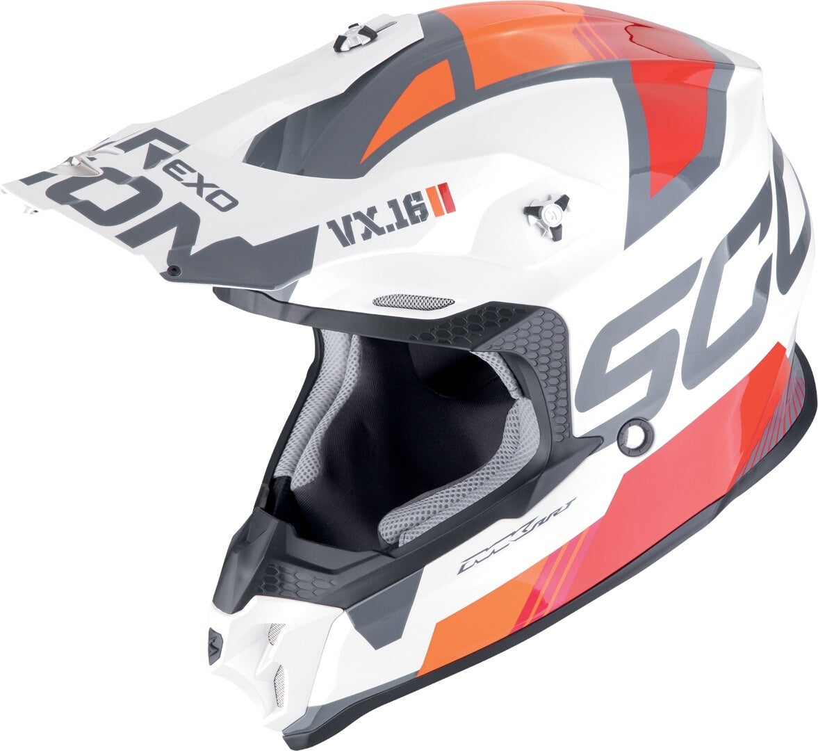 SCORPION VX 16 EVO AIR ANALOG Enduro Moto Casco Blanca Naranja - CASCO