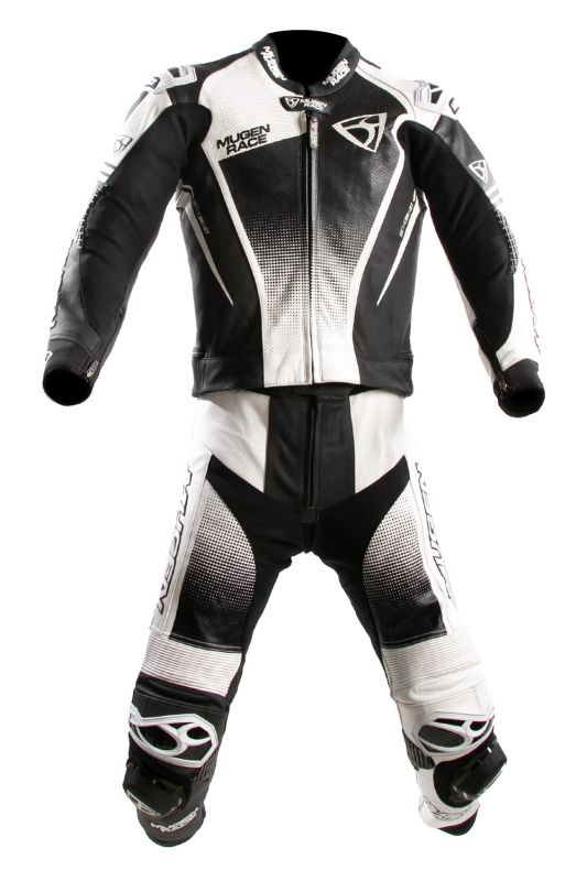 MUGENRACE MNR-2402 SIDEGUN 2 piezas Traje cuero Negro Blanco - Mono