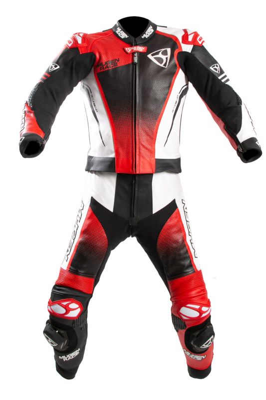 MUGENRACE MNR-2402 SIDEGUN 2 piezas Traje cuero Negro Blanco Rojo - Mono