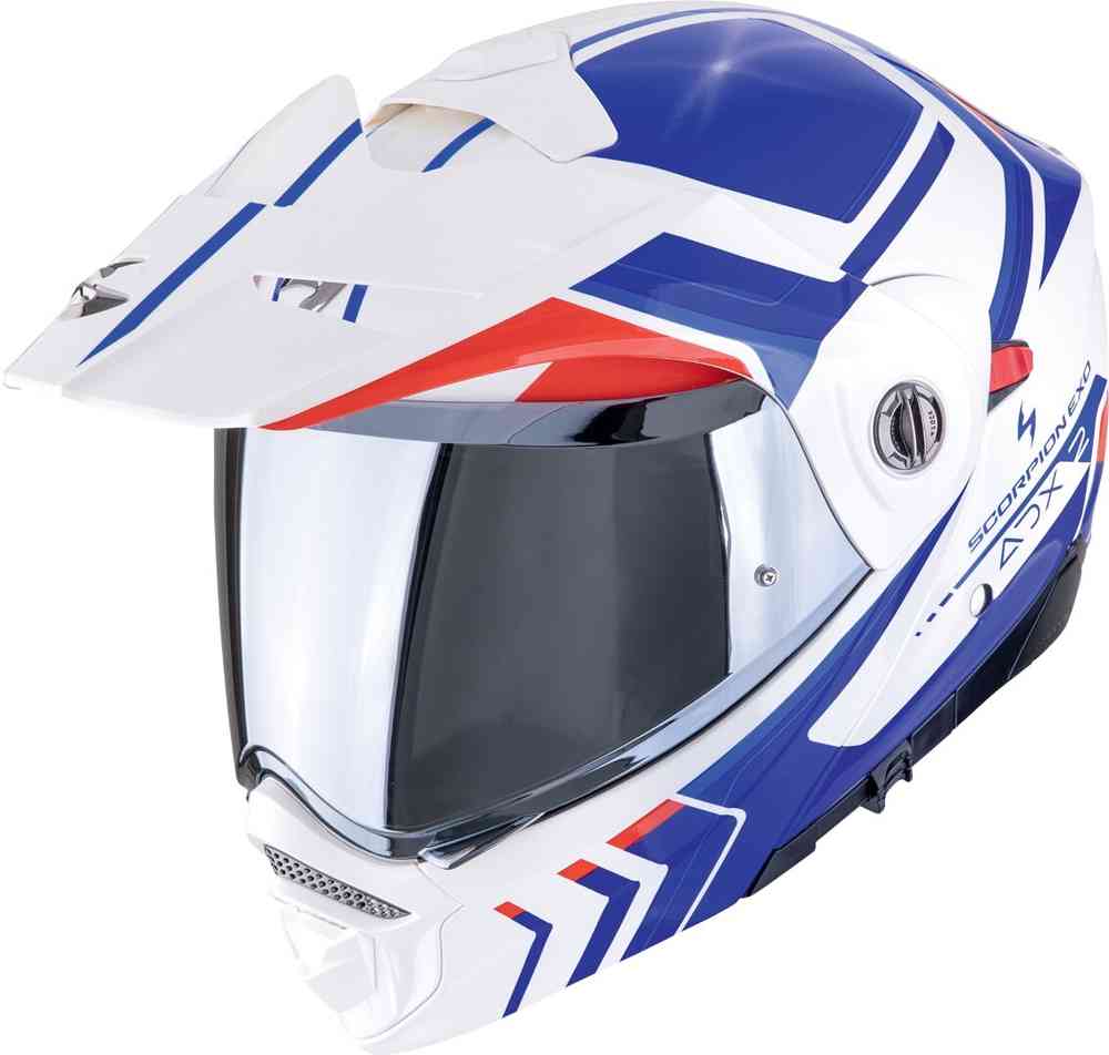 SCORPION ADX-2 LEWIS Aventura Moto Casco Blanco Azul Rojo - CASCO