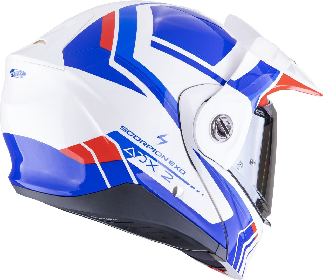 SCORPION ADX-2 LEWIS Aventura Moto Casco Blanco Azul Rojo - CASCO