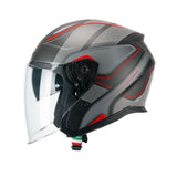 CGM 136G RNA SPORT Moto Jet Casco Gris Rojo Mate