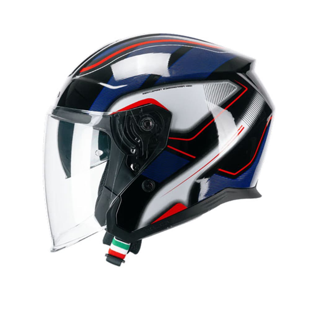 CGM 136G RNA SPORT Moto Casco Jet Negro Rojo Azul